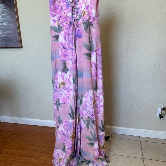 House of CB Seren Pink‎ Floral Floral Lace Back Maxi Dress NWOT Size L D-DD - Picture 8 of 16
